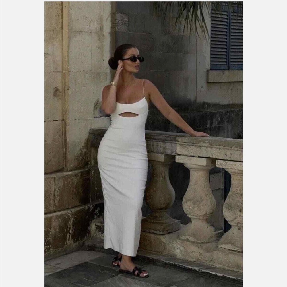 Zara linen blend cut out maxi dress 7385/240/712